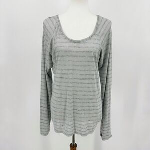 Athleta Shiva Shimmer Stripe Top Size XXS Women Linen Jersey Thumb Hole Layering